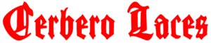 Cerbero Laces logo in bold red Gothic-style font on a transparent background