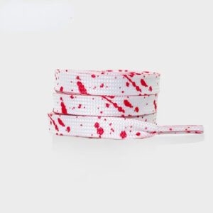 White shoelaces with intense red splatter design