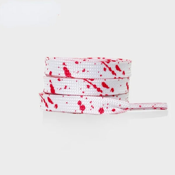 White shoelaces with intense red splatter design