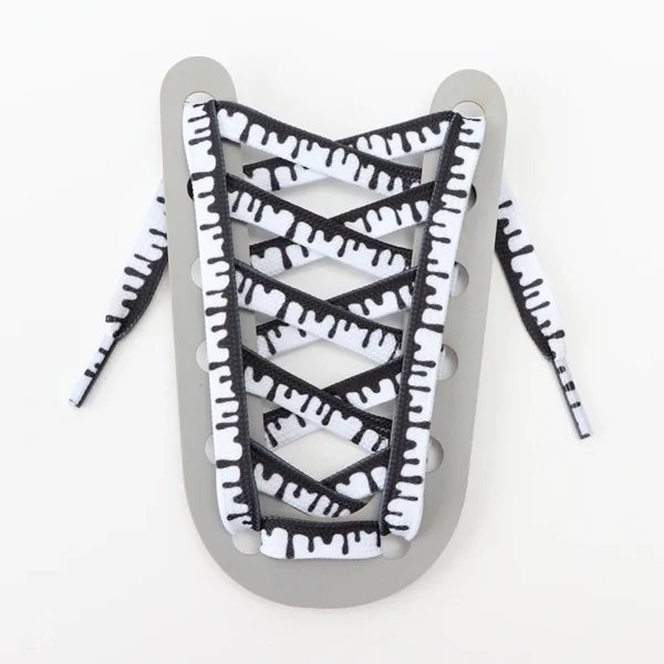 Black and white ice cream laces with dripping paint design
