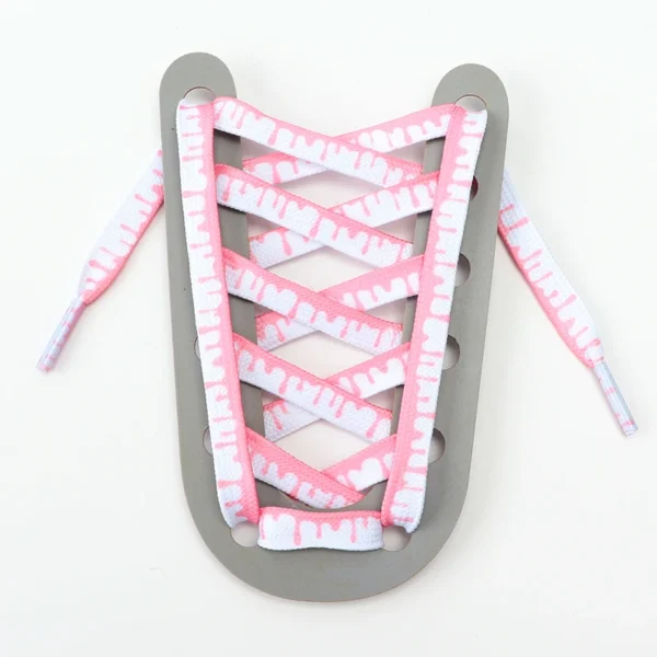 White and pastel pink ice cream laces with subtle drip pattern